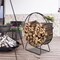 2ft Firewood Rack Indoor Outdoor Steel Log Holder Stylish Black Powder-Coated Wood Storage